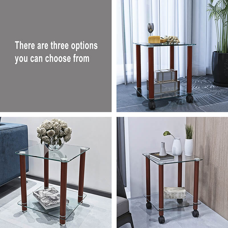 19.37" Modern 2-Tier Space End Table - Walnut & Transparent