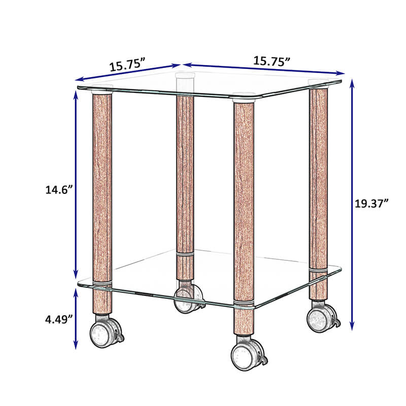 19.37" Modern 2-Tier Space End Table - Walnut & Transparent