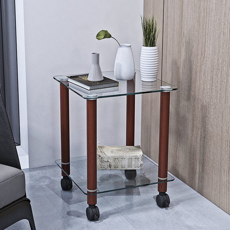 19.37" Modern 2-Tier Space End Table - Walnut & Transparent