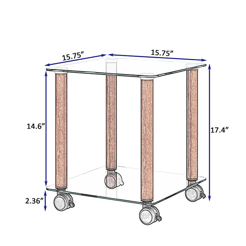 walnut and transparent side table