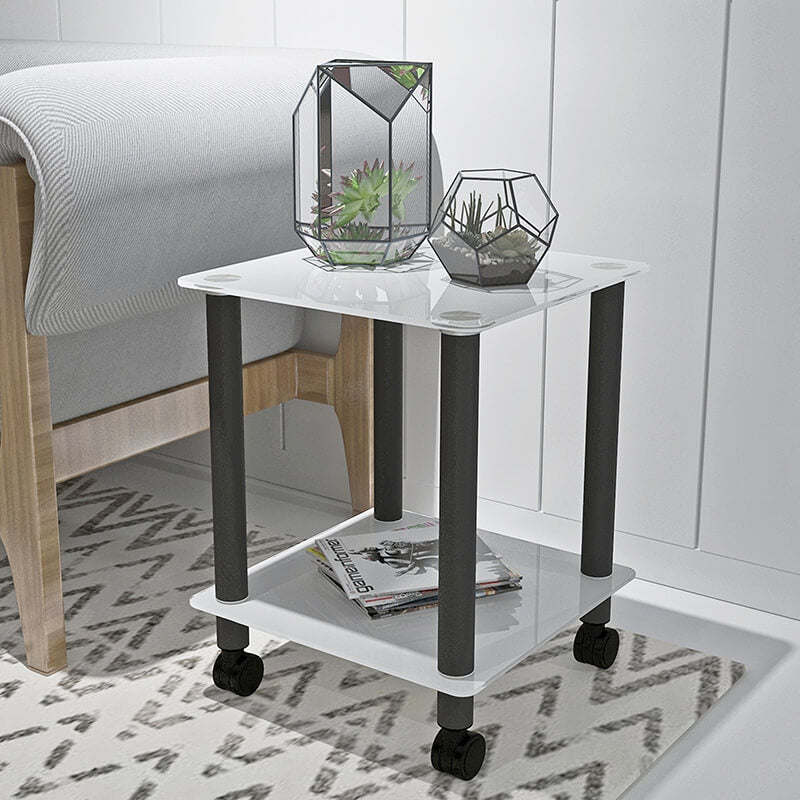 19.37" Modern 2-Tier Space End Table - White & Black