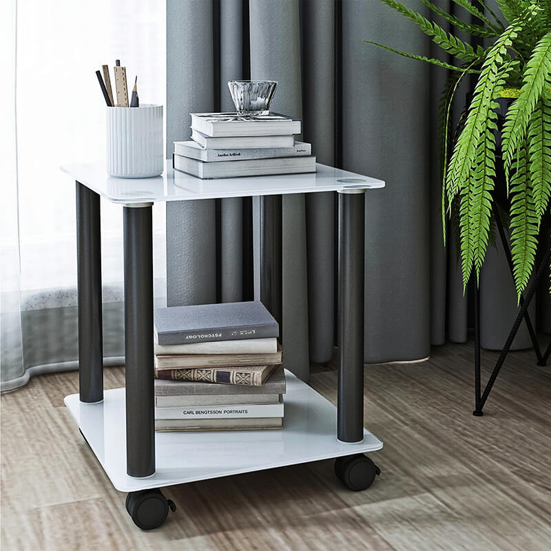 white and black side table