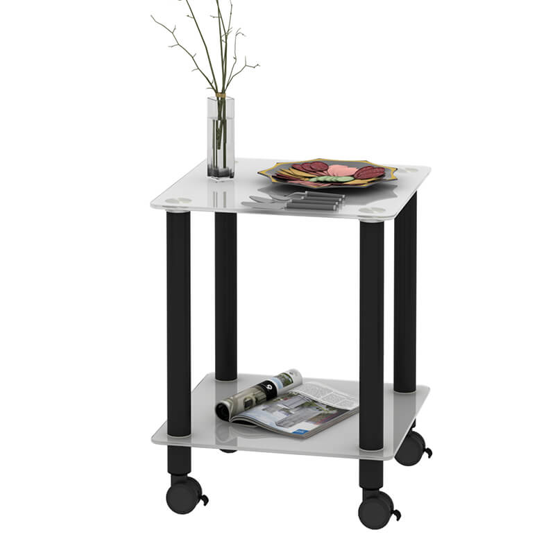 19.37" Modern 2-Tier Space End Table - White & Black