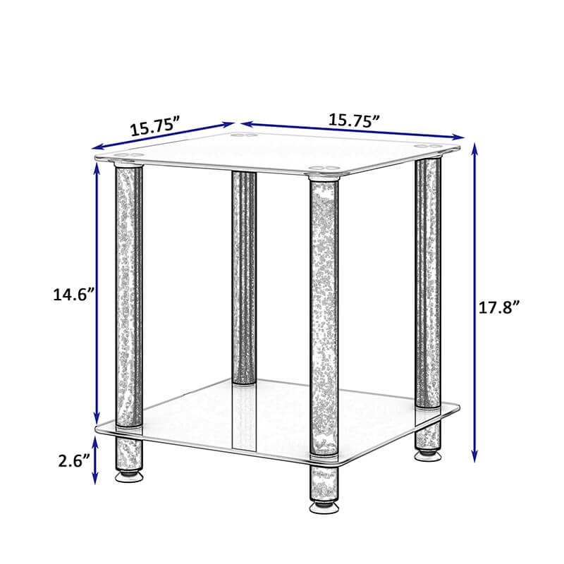 19.37" Modern 2-Tier Space End Table - White & Black