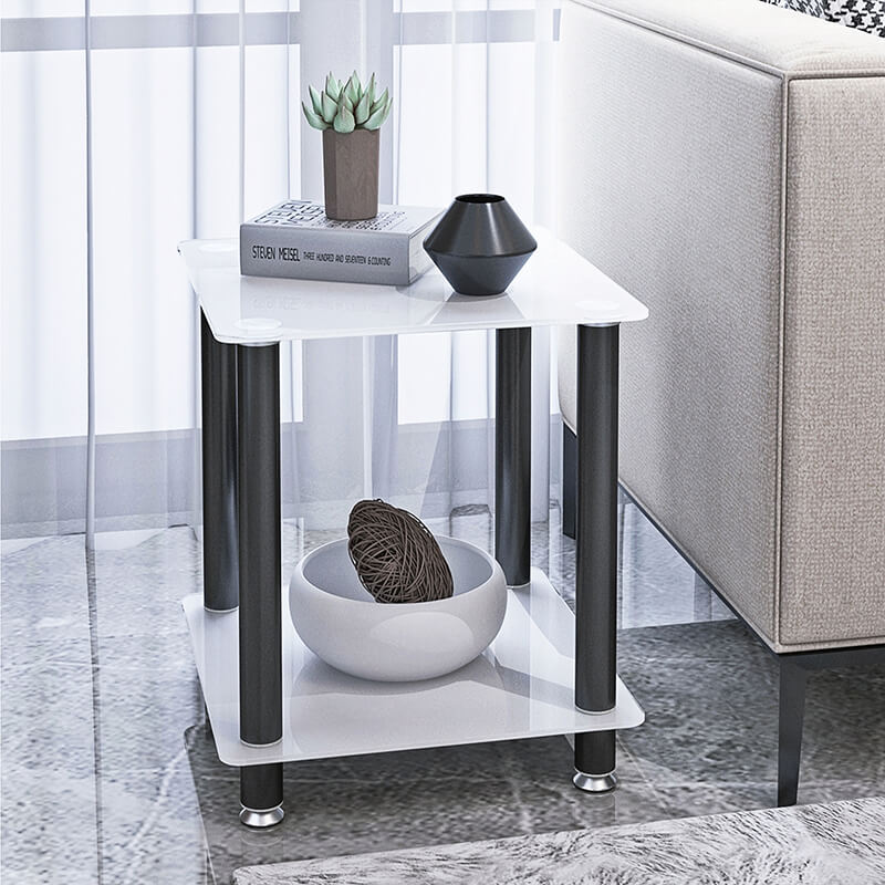 19.37" Modern 2-Tier Space End Table - White & Black