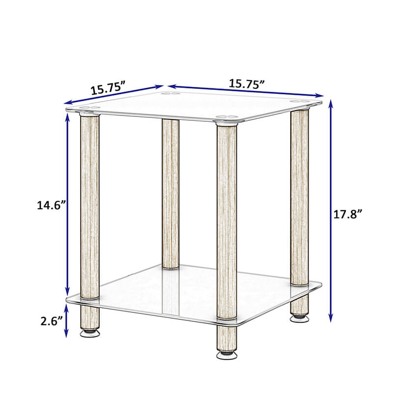 white and oak side table