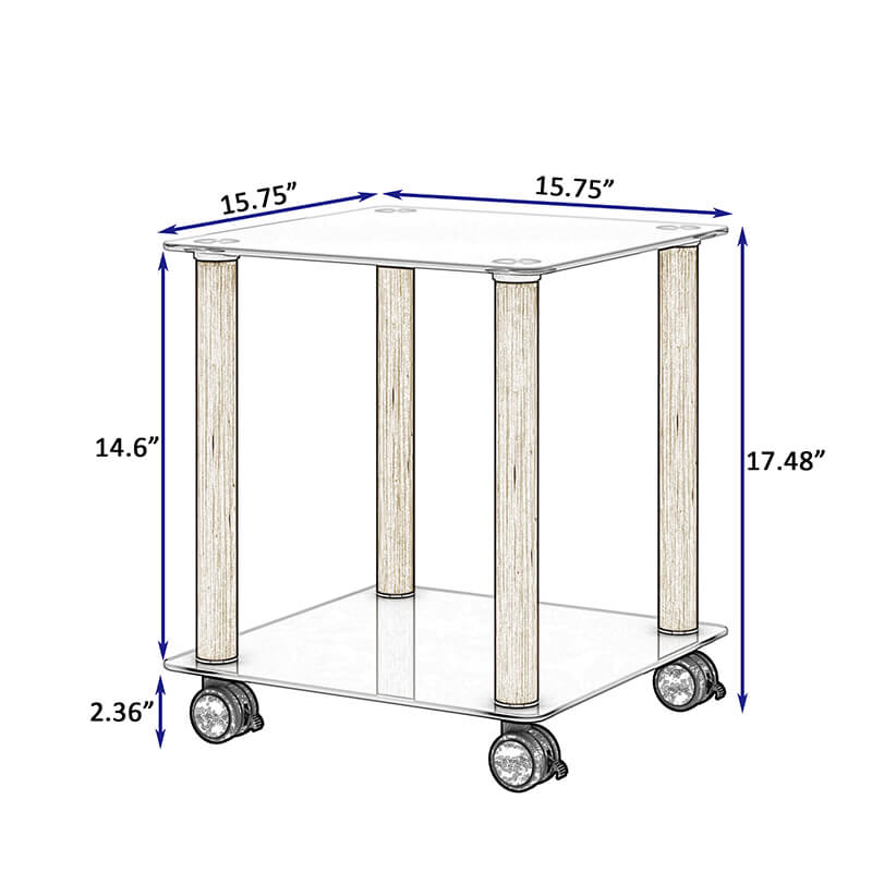 white and oak side table