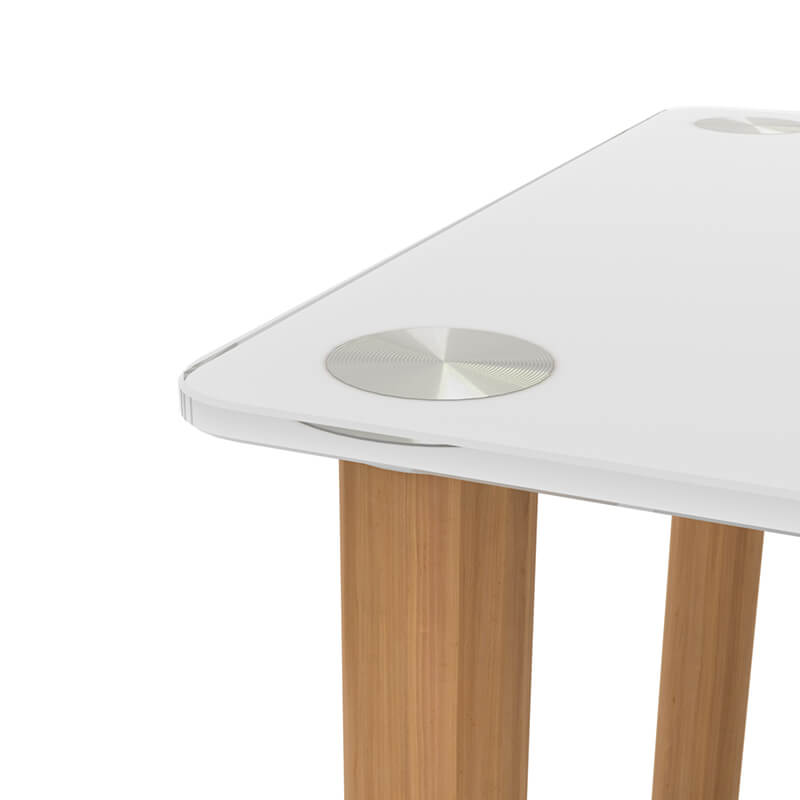 white and oak side table