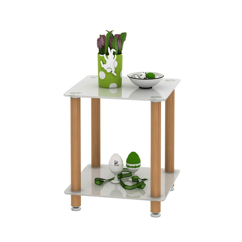 19.37" Modern 2-Tier Space End Table - White & Oak