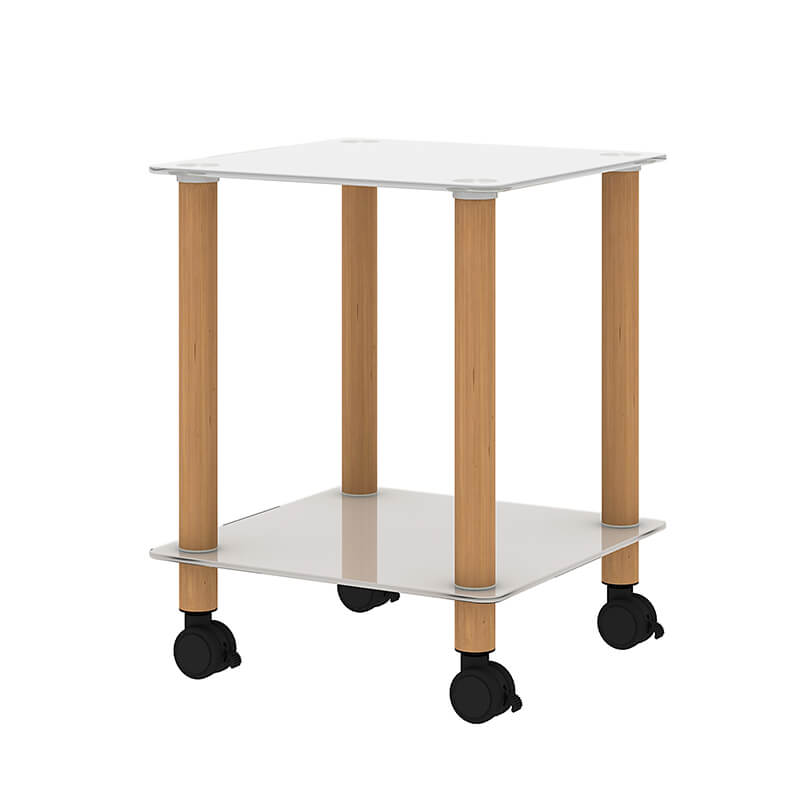 19.37" Modern 2-Tier Space End Table - White & Oak