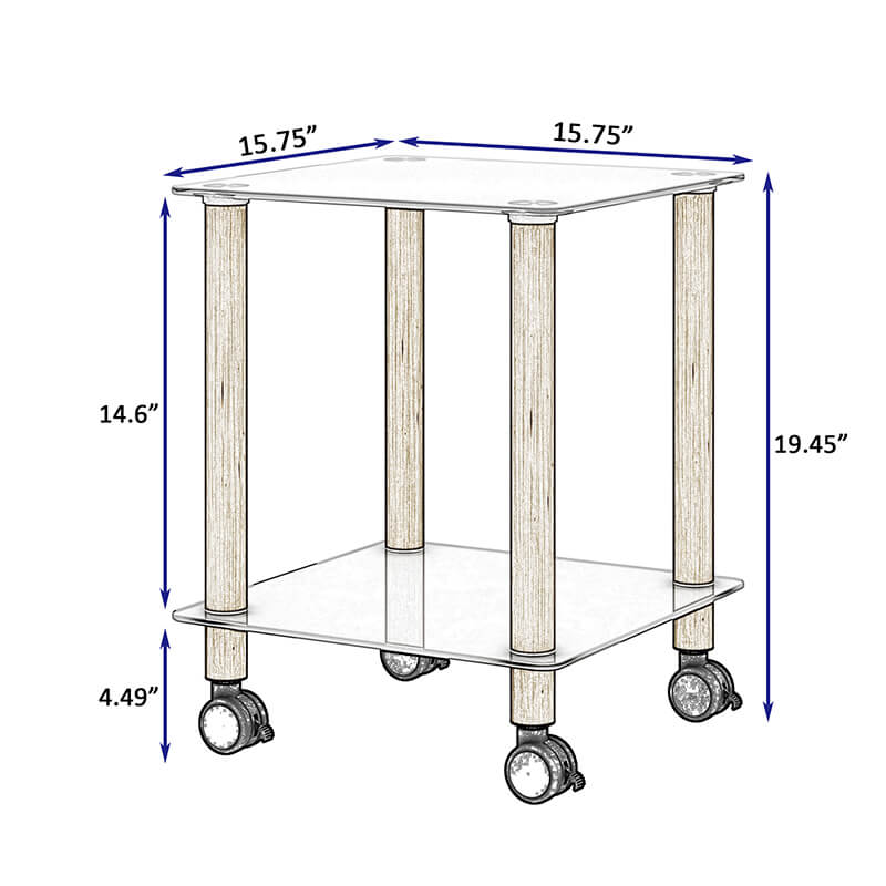 19.37" Modern 2-Tier Space End Table - White & Oak