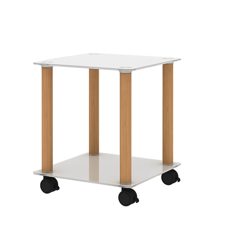 white and oak side table