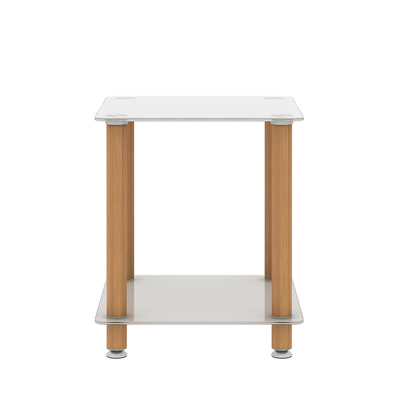 19.37" Modern 2-Tier Space End Table - White & Oak