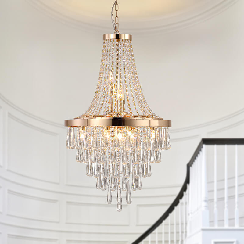 19.6" Luxury Gold Crystal Chandelier