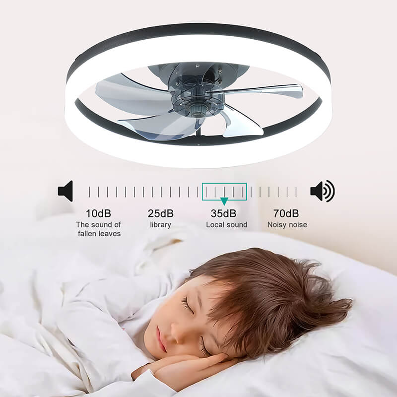 19.7 Black White Dimmable LED 5-Reversible Blade Chandelier Ceiling Fan with Remote Control