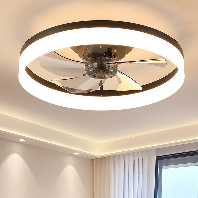 19.7 Black White Dimmable LED 5-Reversible Blade Chandelier Ceiling Fan with Remote Control