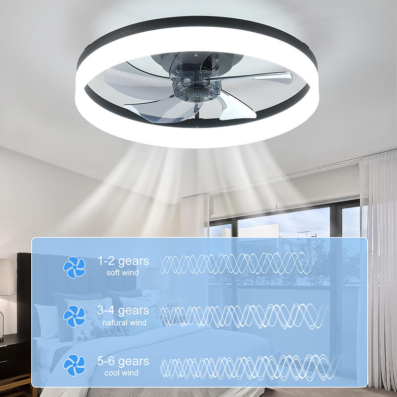 19.7 Black White Dimmable LED 5-Reversible Blade Chandelier Ceiling Fan with Remote Control