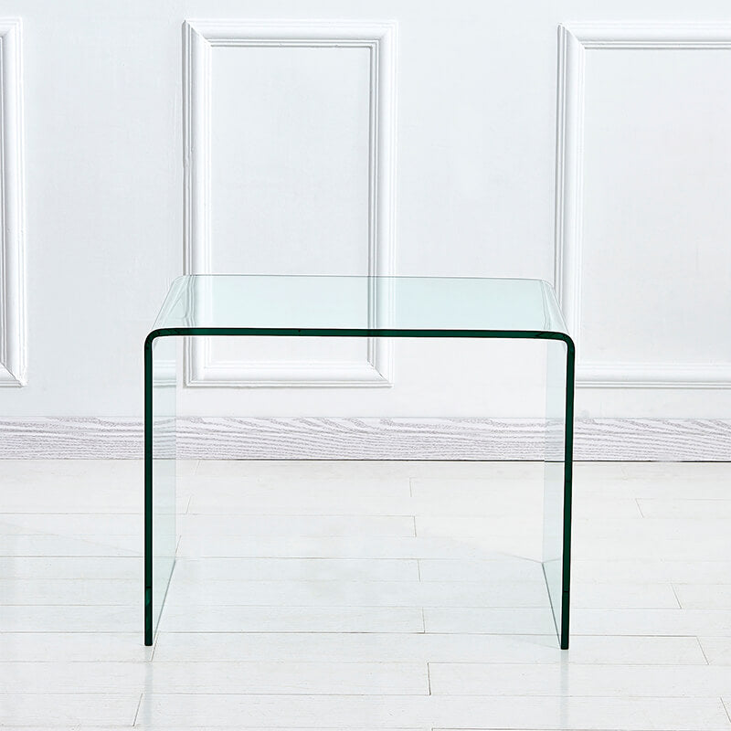 19.7" Small Clear Tempered Glass Side & End Table