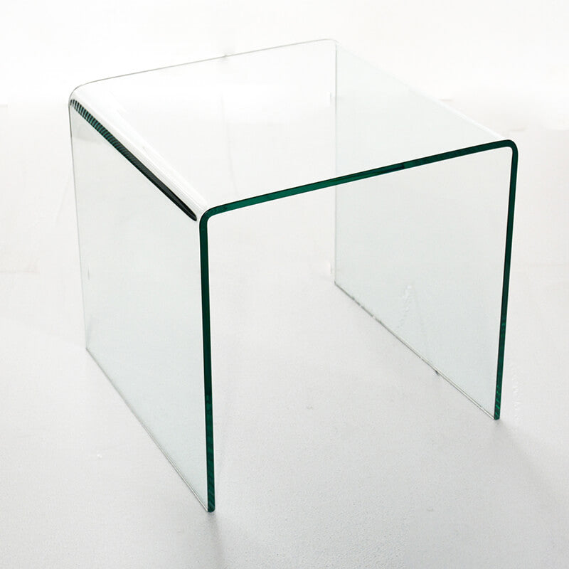 19.7" Small Clear Tempered Glass Side & End Table