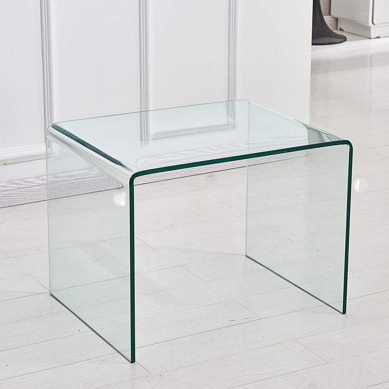 19.7" Small Clear Tempered Glass Side & End Table