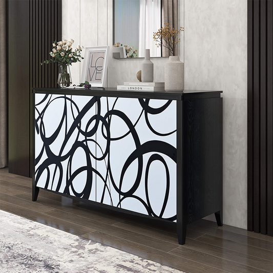 White & Black Sideboard Buffet Storage Cabinet