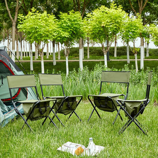 19.3" Green 4 Piece Folding Outdoor Chair With Storage Bag