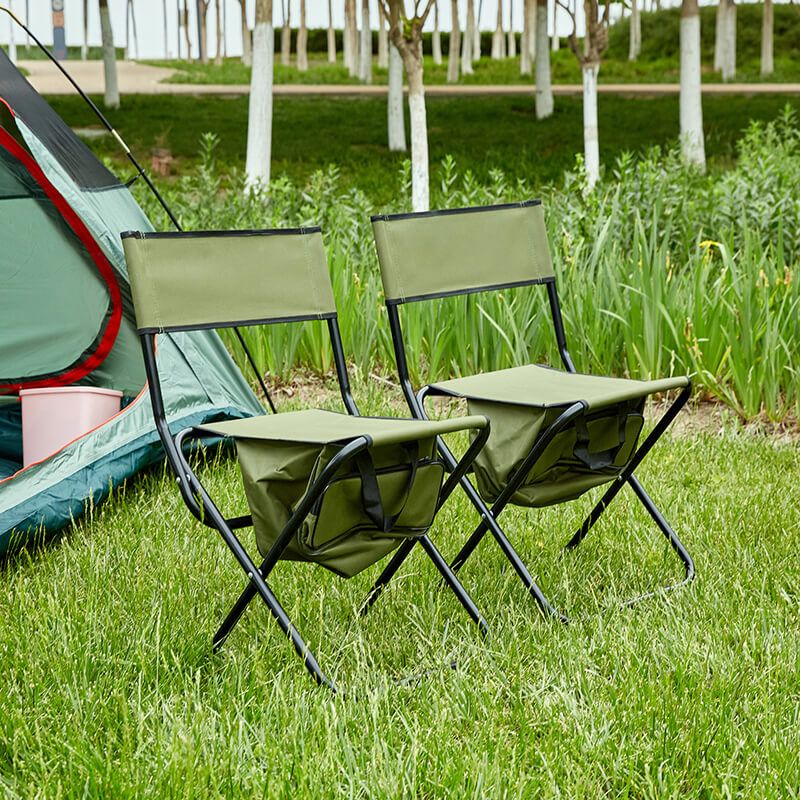 19.3" Green 2 Piece Folding Outdoor Chair With Storage Bag