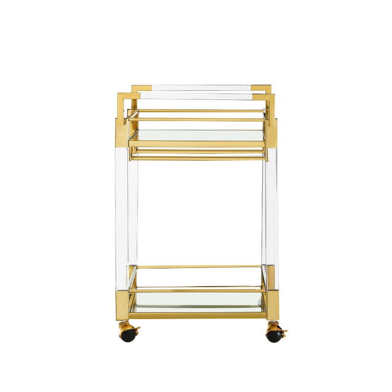 2-Tier Acrylic Glass Bar Cart in Gold