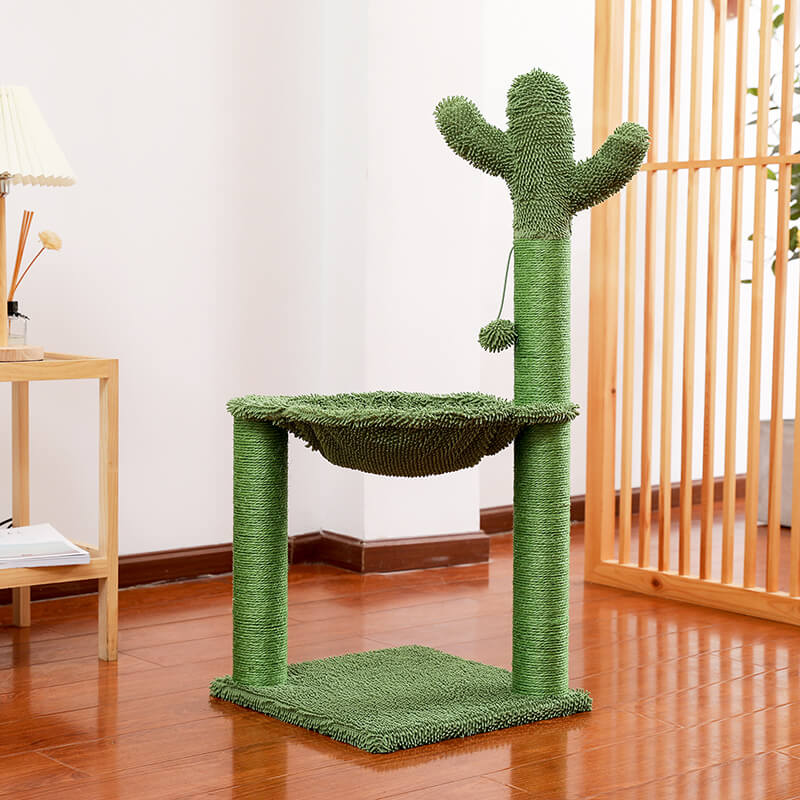 15" Green Full Wrapped Sisal Cactus Cat Tree