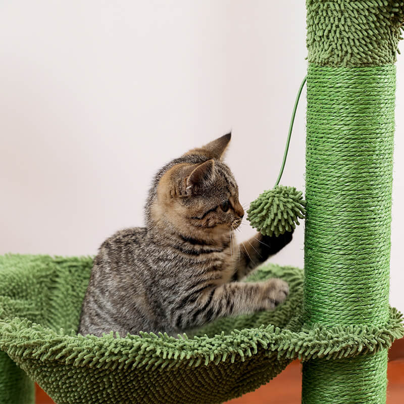 15" Green Full Wrapped Sisal Cactus Cat Tree