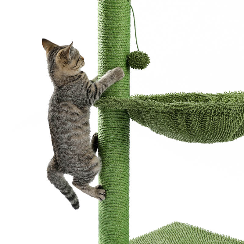 15" Green Full Wrapped Sisal Cactus Cat Tree