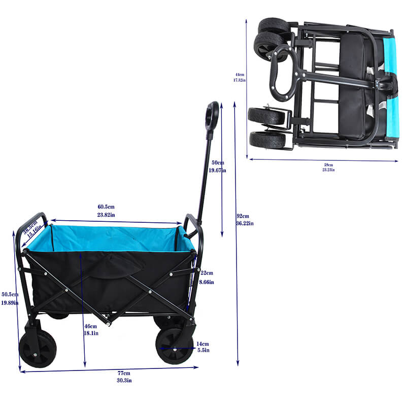 Black Blue Folding Wagon Garden Cart