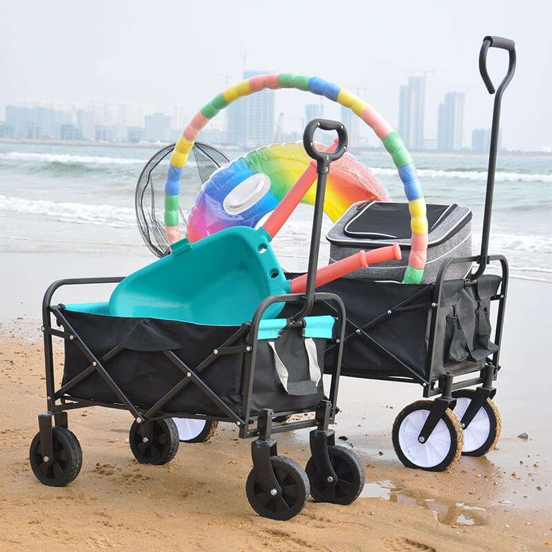 Black Blue Folding Wagon Garden Cart