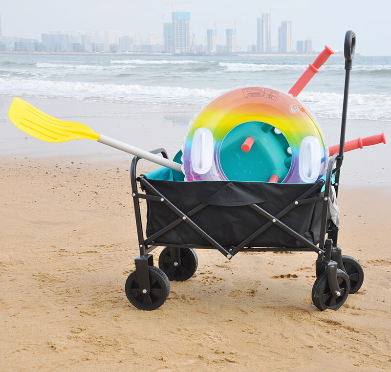 Black Blue Folding Wagon Garden Cart