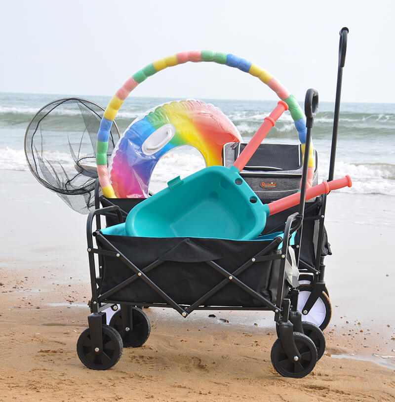 Black Blue Folding Wagon Garden Cart