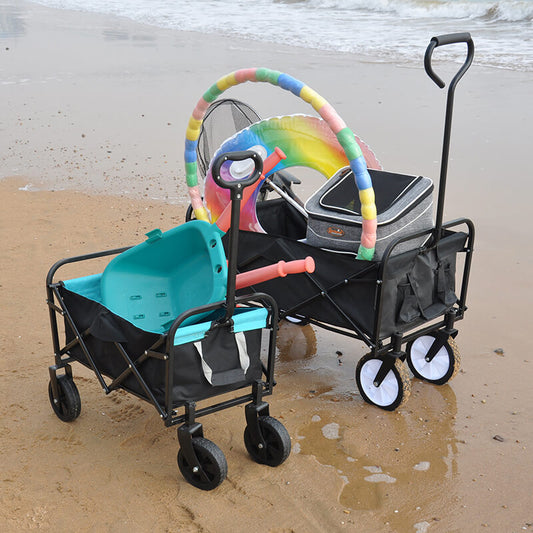 Black Blue Folding Wagon Garden Cart