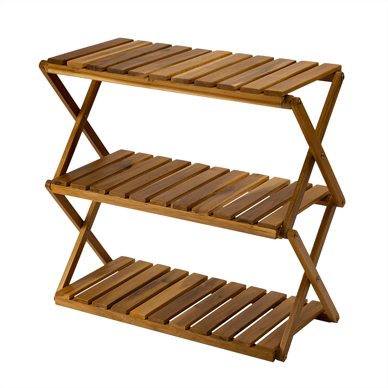 Multipurpose 3-Tiers Acacia Foldable Wooden Rack