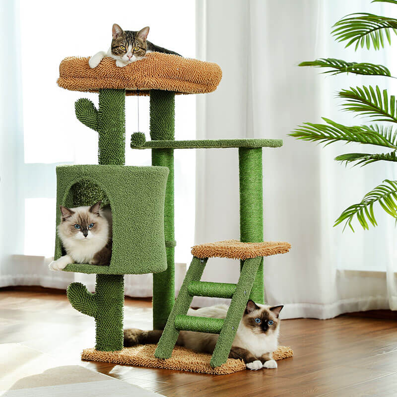 19" Multi Level Green Desert Cactus Cat Tree 