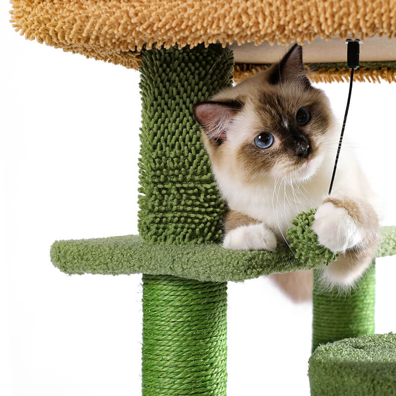 19" Multi Level Green Desert Cactus Cat Tree 