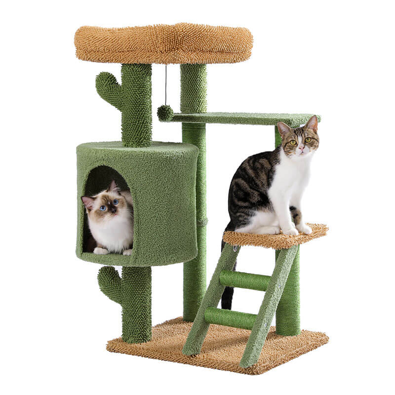 19" Multi Level Green Desert Cactus Cat Tree 