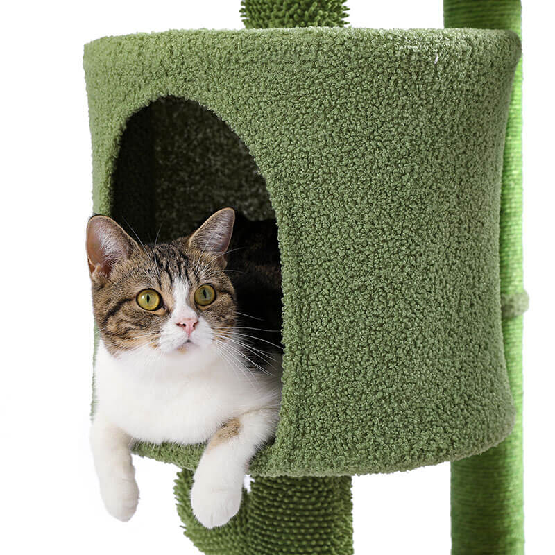 19" Multi Level Green Desert Cactus Cat Tree 