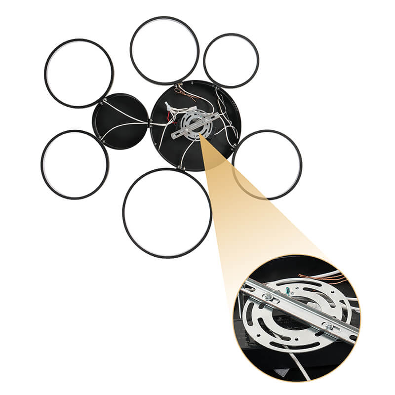 33.1" Black 6-Rings LED Flush Ceiling Light