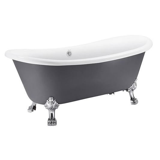 66.3" Gray Acrylic Contemporary Freestanding Bathtub