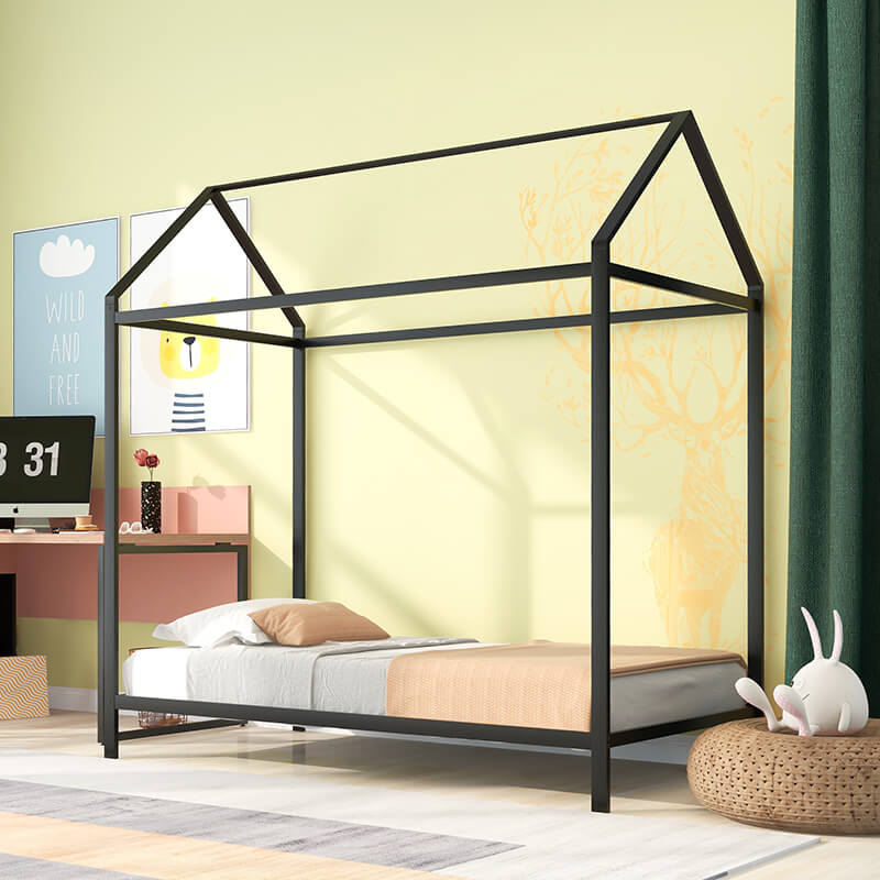 Black House Metal Platform Bed Frame