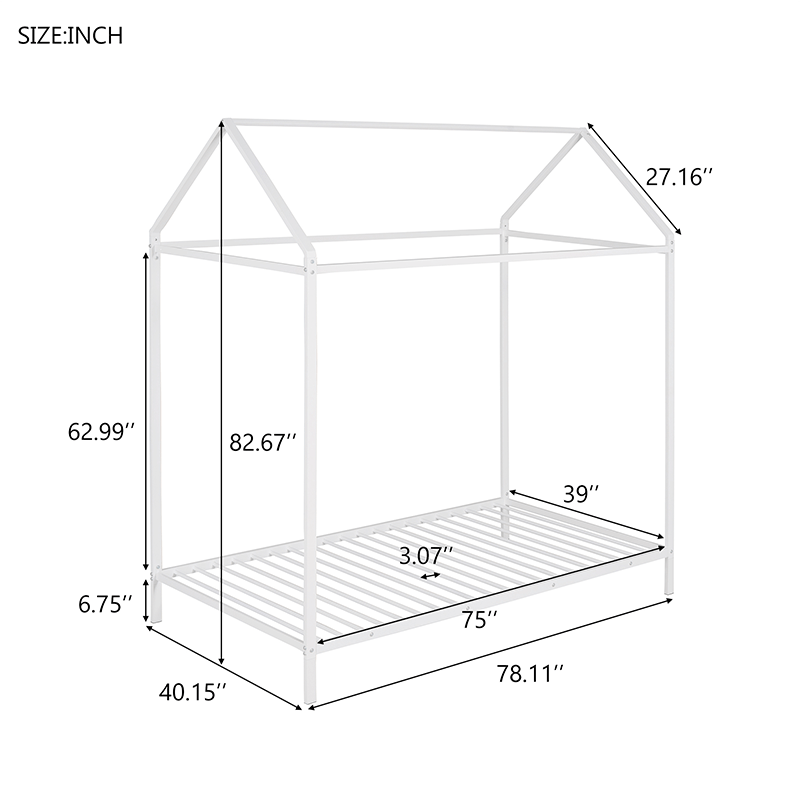 Twin Size Metal House Bed Frame