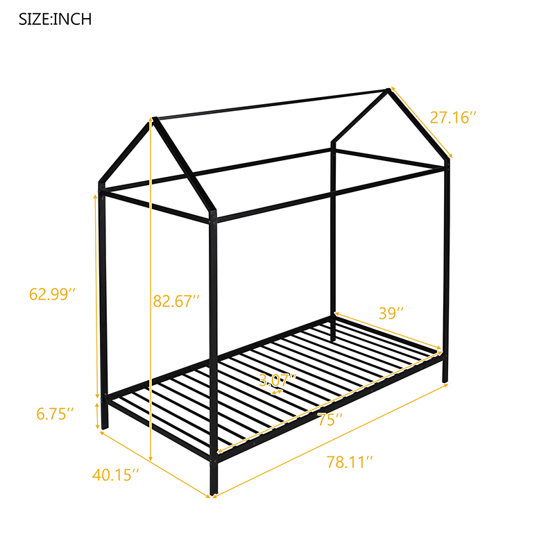 Black House Metal Platform Bed Frame