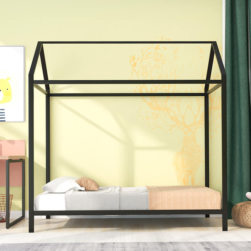 Black House Metal Platform Bed Frame