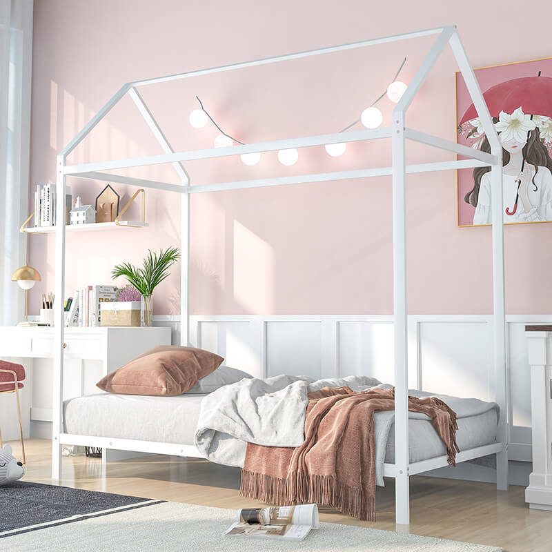 Twin Size Metal House Bed Frame