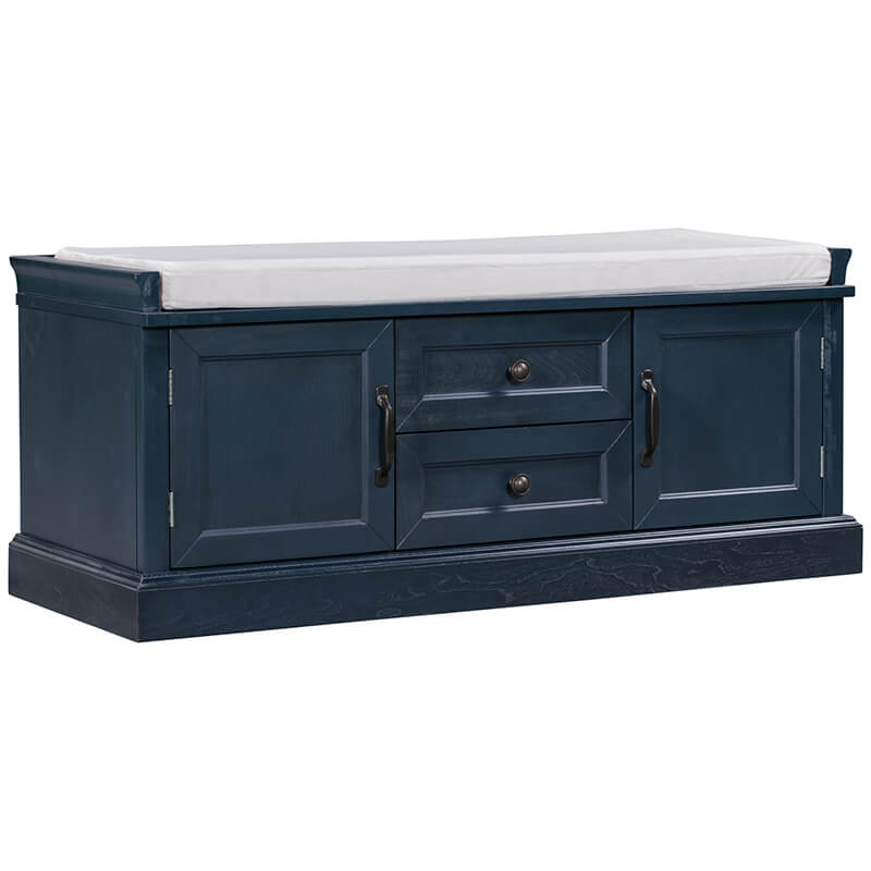 Navy Blue Cushion Shoe Storage Bench