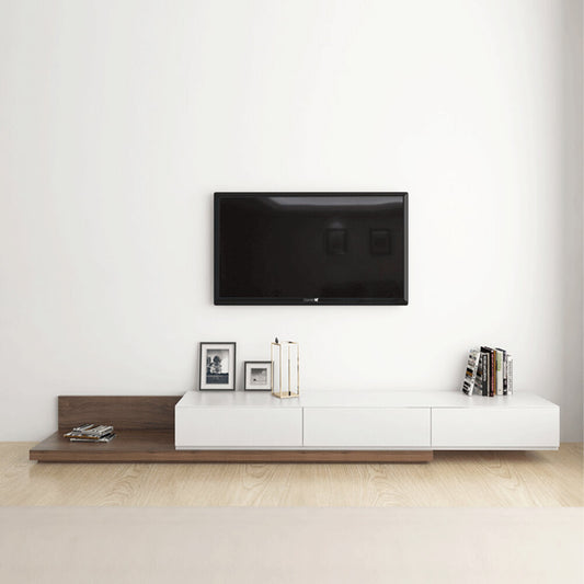 Modern White Retractable Wooden TV Stand